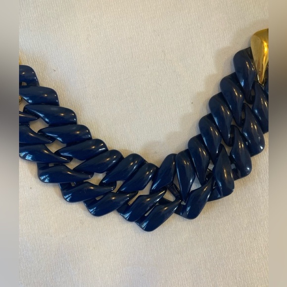Napier Jewelry - Napier Vintage Navy Blue Enameled Chain Link Bracelet Gold Tone